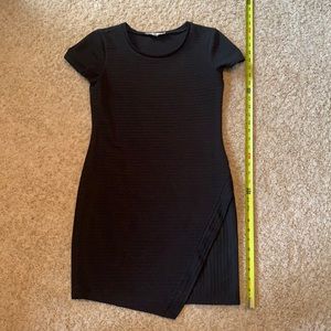 pink rose ribbed body con dress